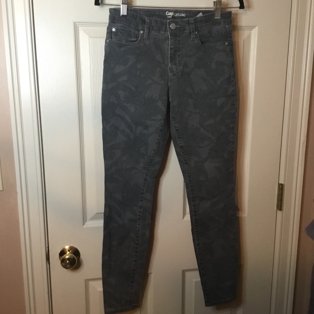 Gap Skinny Legging Jeans Gray/Green Floral - Size 4